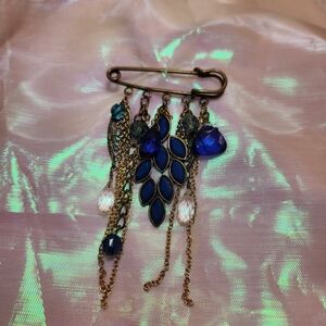 Blue And Gold Brooch Pin